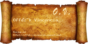 Offák Vincencia névjegykártya